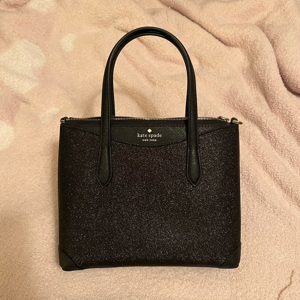 Kate Spade black glitter satchel